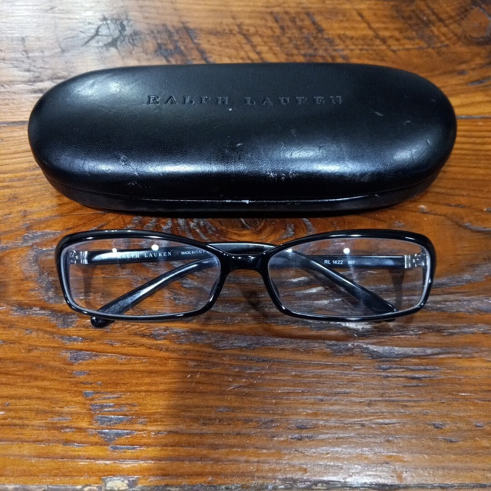 Ralph Lauren RL1422 Eyeglass Frame/Case 54-14-130, Black Plastic Eyewear Italy